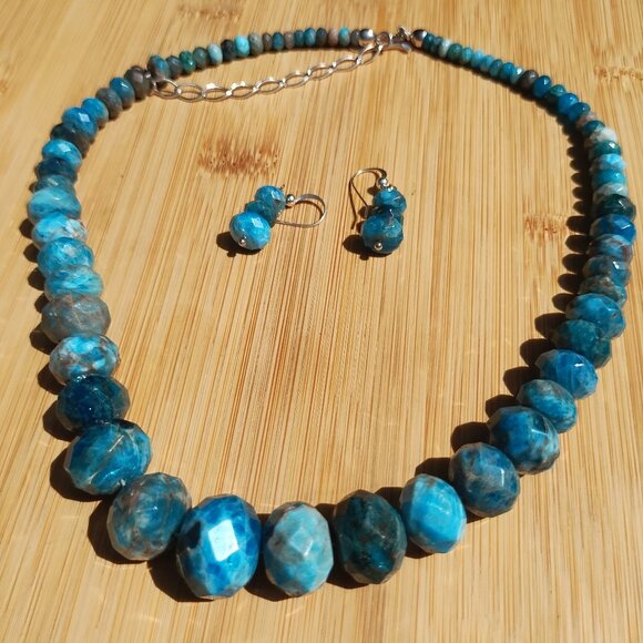 Jay King Mine Finds BLUE APATITE NECKLACE with EARRINGS NEW 925 Sterling Silver - Picture 2 of 5